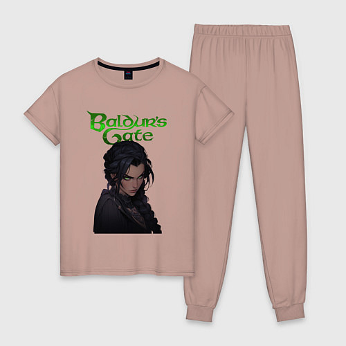 Женская пижама Shadowheart - baldurs gate 3 - зеленый / Пыльно-розовый – фото 1