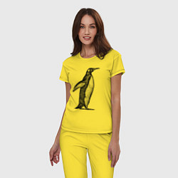 Пижама хлопковая женская Пингвин сбоку, цвет: желтый — фото 2