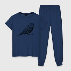 Пижама хлопковая женская Любопытный попугай, цвет: тёмно-синий