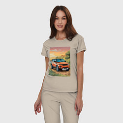 Пижама хлопковая женская Land rover evoque, цвет: миндальный — фото 2