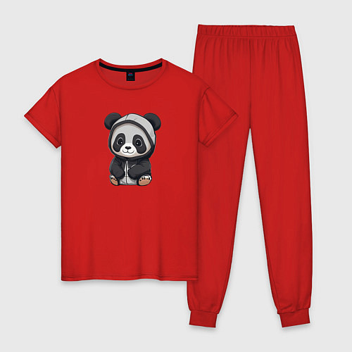 Женская пижама Симпатичная панда в капюшоне / Красный – фото 1