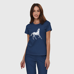 Пижама хлопковая женская Белая лошадь на скаку, цвет: тёмно-синий — фото 2