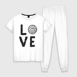 Пижама хлопковая женская Lover volleyball, цвет: белый