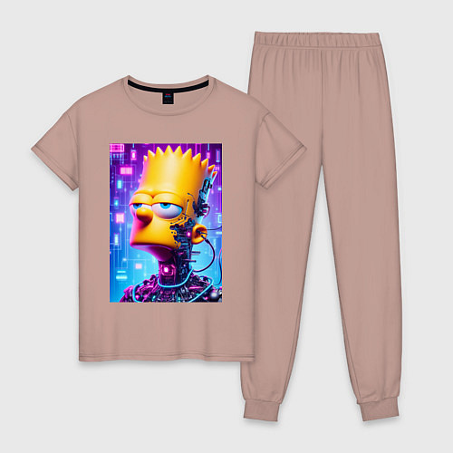 Женская пижама Cyber Bart Simpson - ai art / Пыльно-розовый – фото 1