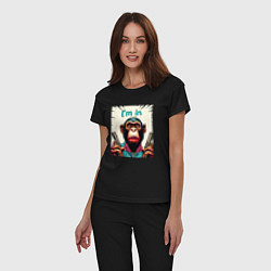 Пижама хлопковая женская Обезьяна в деле, цвет: черный — фото 2