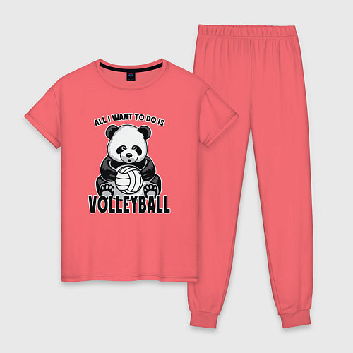 Женская пижама Panda volleyball / Коралловый – фото 1
