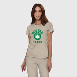 Пижама хлопковая женская Boston Celtics 1986, цвет: миндальный — фото 2