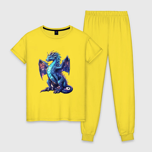 Женская пижама Синий новогодний дракон / Желтый – фото 1