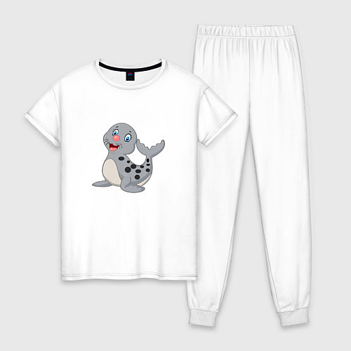 Женская пижама Морской котик улыбака / Белый – фото 1