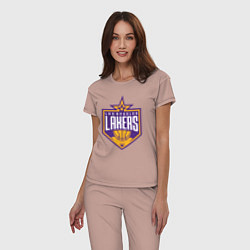 Пижама хлопковая женская Los Angelas Lakers star, цвет: пыльно-розовый — фото 2