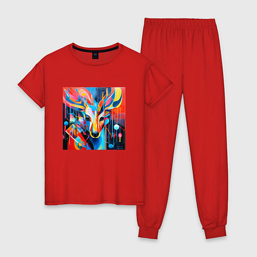 Женская пижама Олень абстракция / Красный – фото 1