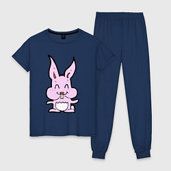 Пижама хлопковая женская Счастливый кролик, цвет: тёмно-синий