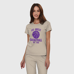 Пижама хлопковая женская Basketball Los Angeles, цвет: миндальный — фото 2
