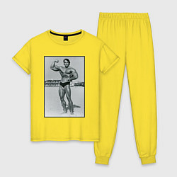 Пижама хлопковая женская Mister Schwarzenegger, цвет: желтый