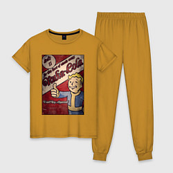 Пижама хлопковая женская Vault boy - nuclear cola, цвет: горчичный