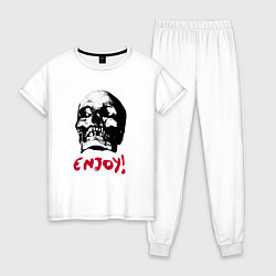 Пижама хлопковая женская Depeche Mode - Enjoy skull, цвет: белый