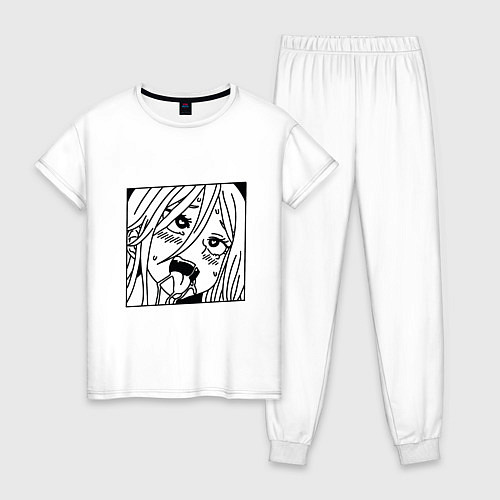 Женская пижама Пошлая аниме девочка с языком слюни / Белый – фото 1