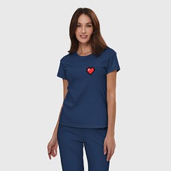 Пижама хлопковая женская Пиксельное сердечко, цвет: тёмно-синий — фото 2