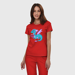 Пижама хлопковая женская Дракон - символ 2024 года, цвет: красный — фото 2