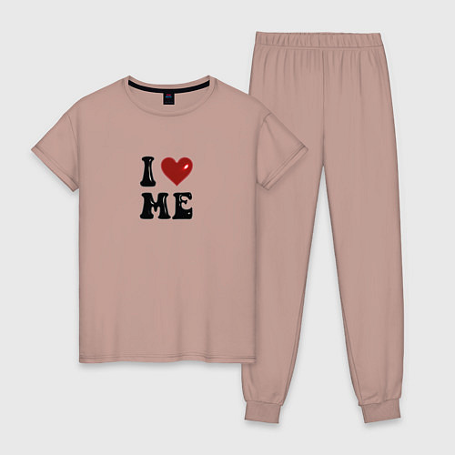 Женская пижама I love me - heart y2k / Пыльно-розовый – фото 1