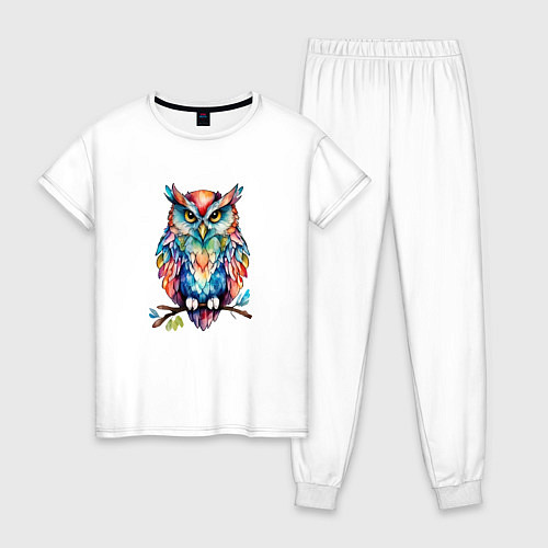 Женская пижама Цветастая сова / Белый – фото 1