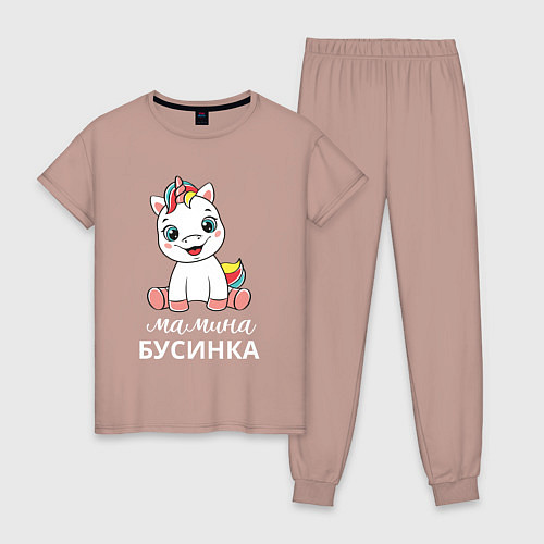 Женская пижама Единорог - мамина бусина / Пыльно-розовый – фото 1