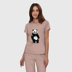 Пижама хлопковая женская Панда стоит, цвет: пыльно-розовый — фото 2