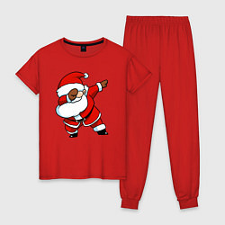 Пижама хлопковая женская Santa dabbing dance, цвет: красный