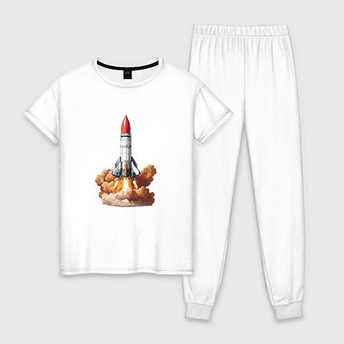 Женская пижама Взлет космической ракеты / Белый – фото 1