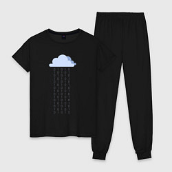 Пижама хлопковая женская Digital rain, цвет: черный