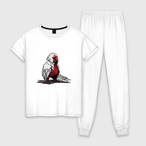 Женская пижама Красный попугай / Белый – фото 1