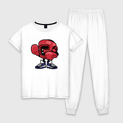 Пижама хлопковая женская Человечек боксёр, цвет: белый