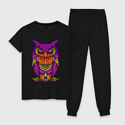 Пижама хлопковая женская Purple owl, цвет: черный