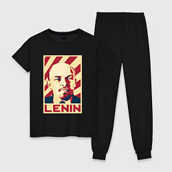 Пижама хлопковая женская Vladimir Lenin, цвет: черный