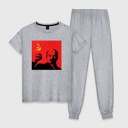 Пижама хлопковая женская Lenin in red, цвет: меланж