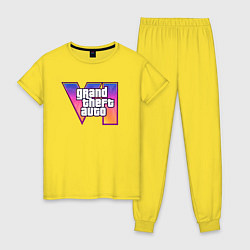 Пижама хлопковая женская Grand theft auto VI, цвет: желтый