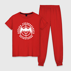 Пижама хлопковая женская Разведка - спецназ ГРУ, цвет: красный