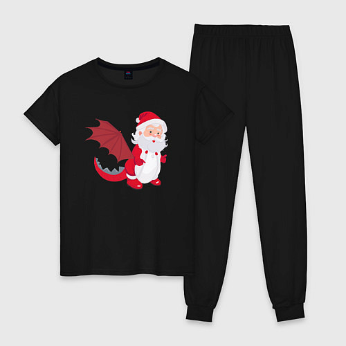 Женская пижама Дед Мороз в костюме дракона / Черный – фото 1