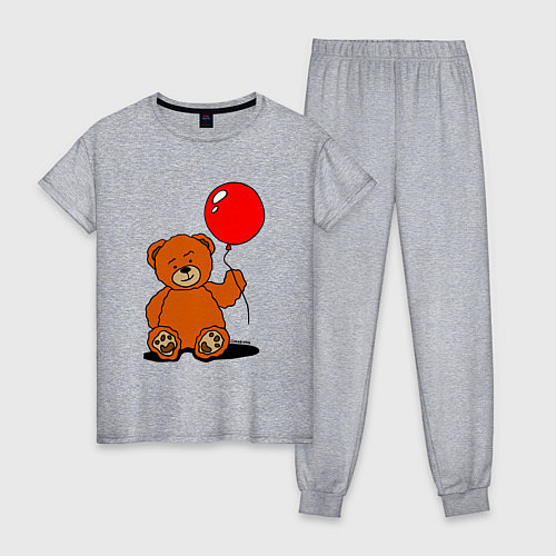 Женская пижама Плюшевый медведь с воздушным шариком / Меланж – фото 1