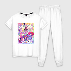 Пижама хлопковая женская The amazing digital circus together, цвет: белый