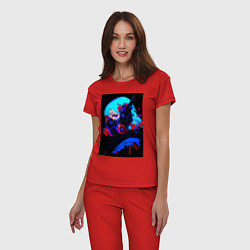 Пижама хлопковая женская Лунная гравитация: Портрет аниме девочки, цвет: красный — фото 2