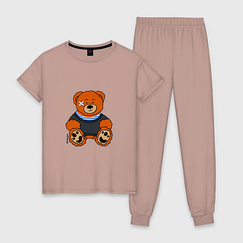 Женская пижама Медведь Вова с пластырем / Пыльно-розовый – фото 1