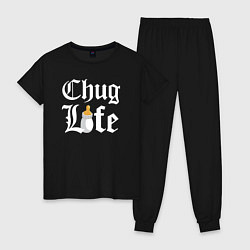 Пижама хлопковая женская Thug life milk, цвет: черный