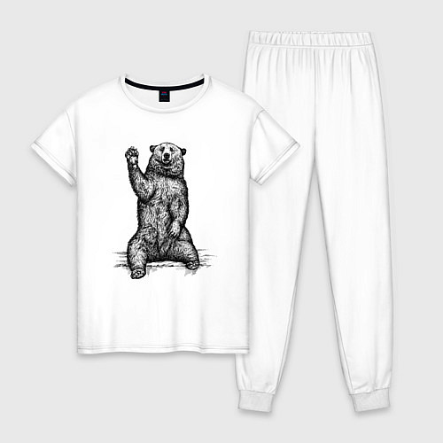 Женская пижама Медведь приветливый / Белый – фото 1