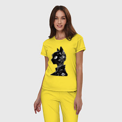 Пижама хлопковая женская Кибер кошечка - аниме, цвет: желтый — фото 2