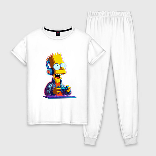 Женская пижама Bart is an avid gamer / Белый – фото 1