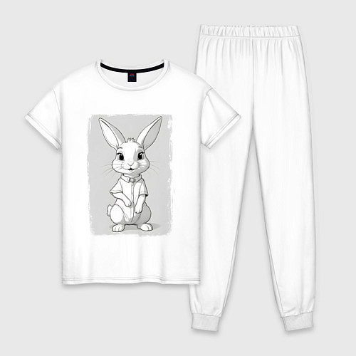 Женская пижама Милая зайка в рубашке / Белый – фото 1