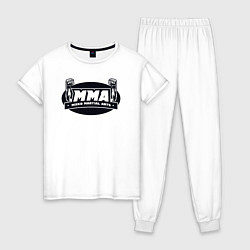 Пижама хлопковая женская Martial arts, цвет: белый