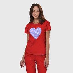 Пижама хлопковая женская Сиреневое сердце в пятнышках, цвет: красный — фото 2