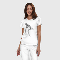 Пижама хлопковая женская Утка в шапке с помпоном, цвет: белый — фото 2